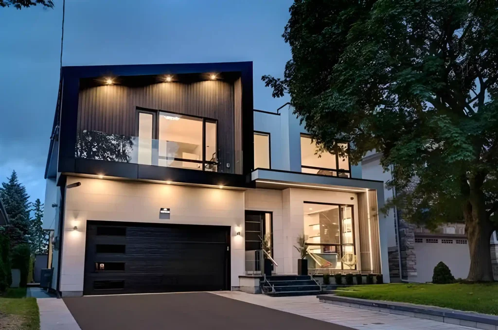 Modern architectural style of a custom home, in Toronto
