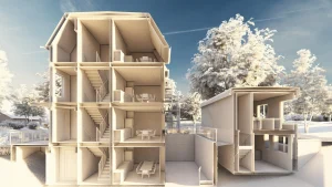 Scarborough fourplex architectural drawings, 3d section