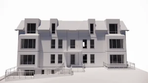exterior elevation of a fourplex in toronto