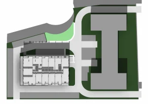 Site plan and floor plans of Scarborough rental housing development concept.