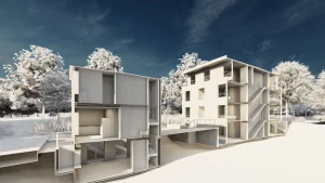 Modern fourplex design on Gladys Rd in North York by Memar Architects.